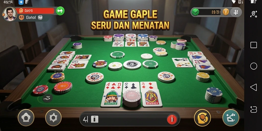 Gameplay seru Gaple di aplikasi 47F yang menantang.