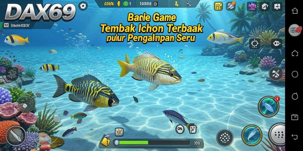 Screenshot gameplay DAX69 yang menampilkan serunya menembak ikan.