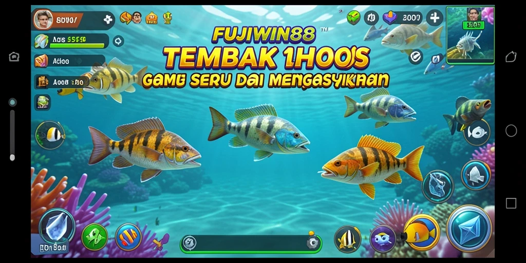 Screenshot gameplay Tembak Ikan FUJIWIN88 yang mendebarkan.