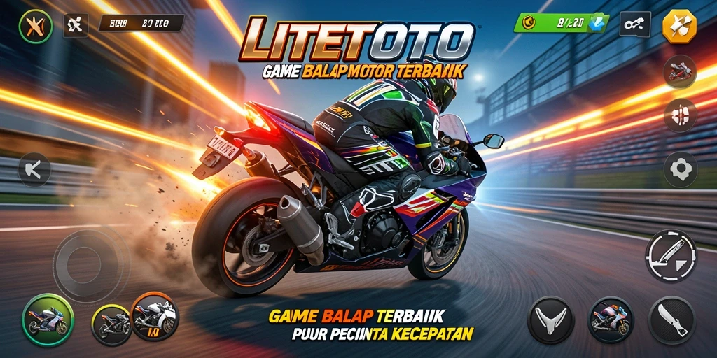 Gameplay LITETOTO yang seru dan adiktif dengan balapan motor.
