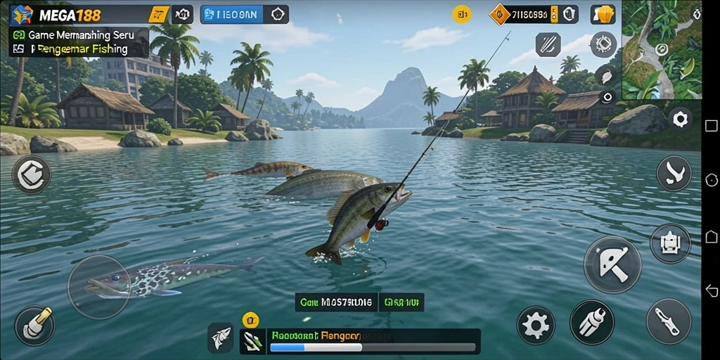 Tampilan menarik dari gameplay memancing di MEGA188.