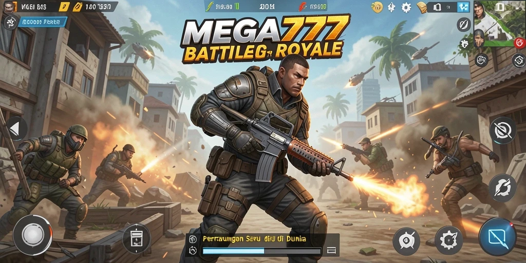 Tangkapan layar MEGA777 menampilkan aksi intens dalam pertempuran Battle Royale.