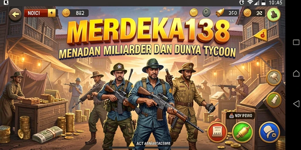 Tampilan gameplay <strong>MERDEKA138</strong> yang menampilan berbagai aspek manajemen bisnis.